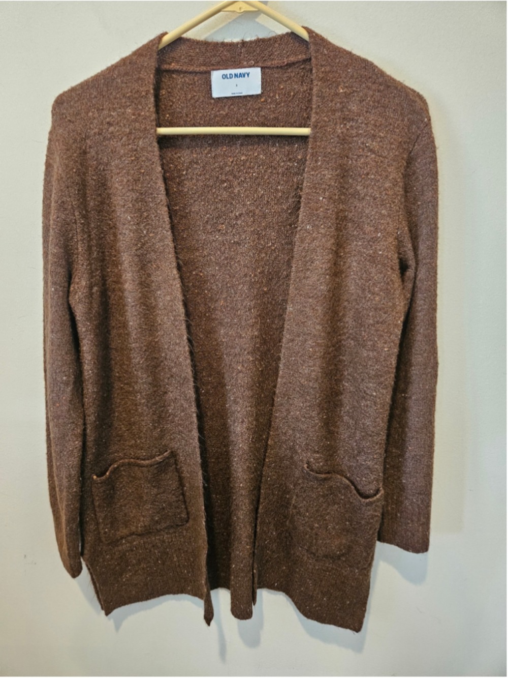 Women's Old Navy Brown Speckled Open Front Knit Cardigan Sweater S